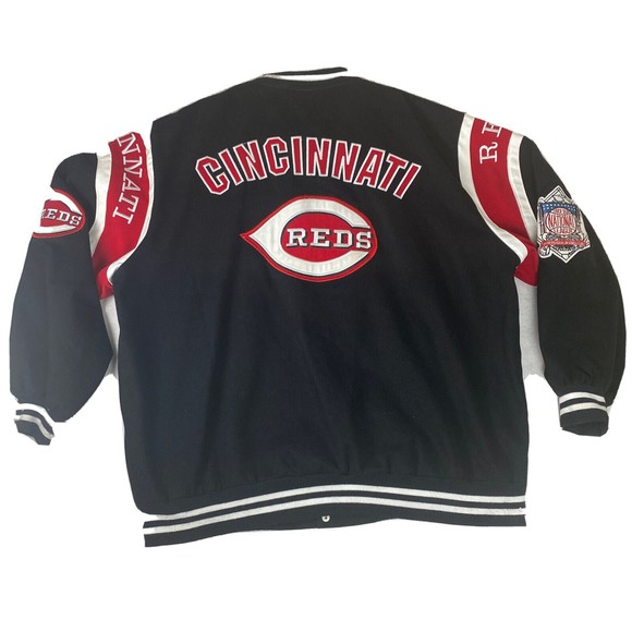 Vintage JH Design Cincinnati Reds  MLB Heavy Cotton Twill Jacket 3XL EUC BLACK - Picture 11 of 16